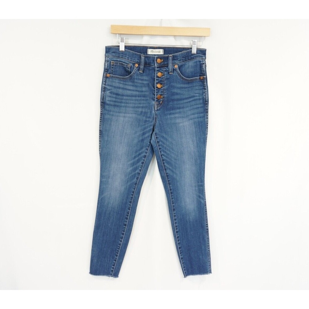 Madewell 10" High Rise Skinny Crop Jeans Women's Size 28 Button Fly Fray hem